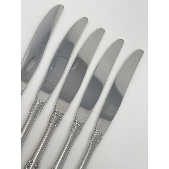 Oneida Shelley Cube USA Stainless Modern Hollow Dinner Knives 9 1/8” Set Of 5 - Picture 4 of 5